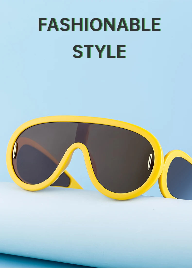 Oversized Wave Mask One-Piece Sunglasses Women Sports Y2K Punk Sun Glasses for Lady 2024 Luxury Brand Steampunk Eyewear Goggle