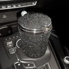 Crystal Diamond Car Ashtray Auto Portable Bling Cigarette Smokeless with LED Light Indicator Car Accessories for Women
