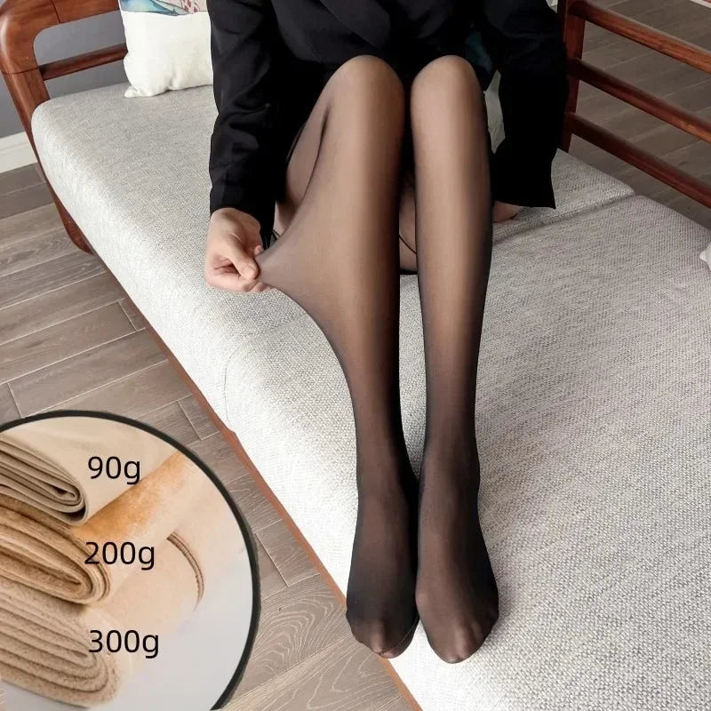 New Warm Tights For Women Winter Fleece Leggings Thermal Stockings Woman Insulated Printed Pantyhose