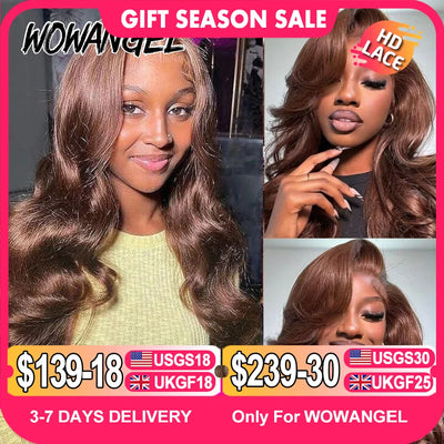 250% Pre Everything 13x6 HD Lace Frontal Wigs Chocolate Brown Body Wave Wigs Melt Skins Human Hair Wigs Pre Plucked For Woman