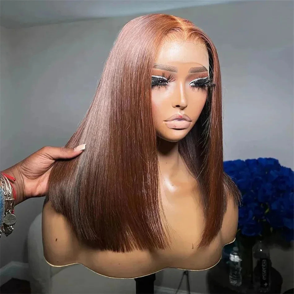 Hot Red Bob Wig 13x4 Lace Front Human Hair Wigs For Women Brazilian Bone Straight Red Colored Lace Frontal Wigs 10 12 14 16 Inch