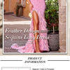 VC Pink Sparkly Sequins Long Dress Beaded Crystal Feather Embellished High Slit Straight Floor-length Prom Evening Gown Vestidos