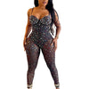 Znaiml Luxury Birthday Night Club Party One Piece Rompers and Jumpsuits for Women Sexy Mesh Sheer Colourful Diamonds Overalls