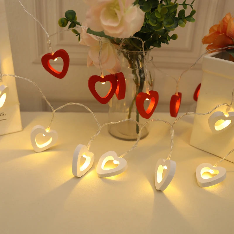10 LED Love Heart String Lights Valentine's Day Decoration Garland Led Fairy Lights Wedding Birthday Party Decor Supplies Props