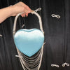 Bling Tassel Heart-shape Satin Bag Glitter Rhinestone Diamond Evening Bag Women Handbag Wedding Party Clutch Purse Crossbody Bag