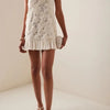 Elegant Womens White Floral Chic Mini Dress Patchwork Pleated Short Dresses Casual Black Evening Party Dresses Birthday Summer