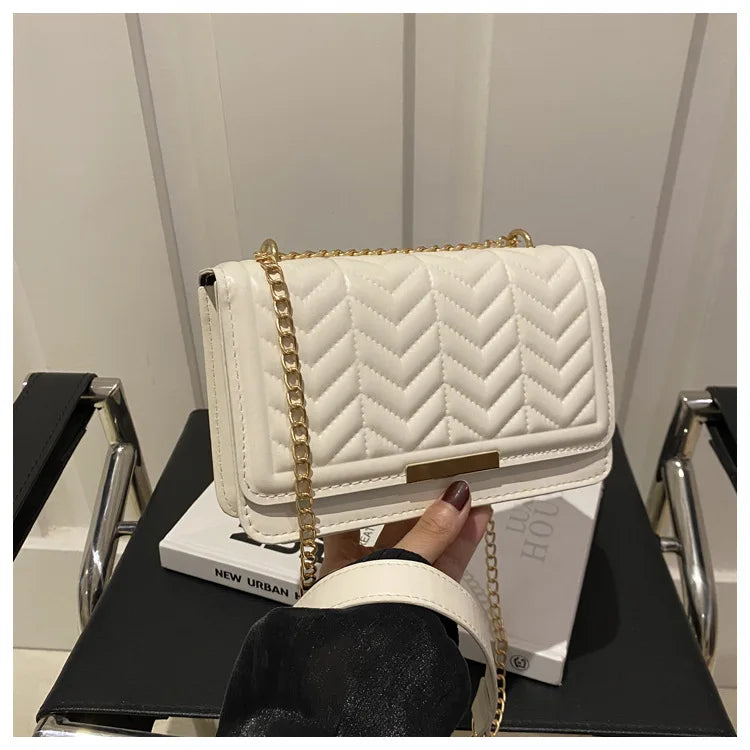 Fashion Striped Women's Shoulder Bag, Chain Strap Crossbody Bags For Daily Used, Ladies Handbags And Purses