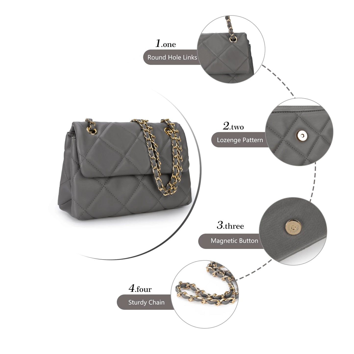 Mobile Phone Shoulder Bag Women's Quilted Handbag Crossbody Bags Vegan Leather Shoulder Bag with Card Slot Adjustable Removable