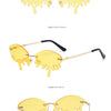 New personalised rimless sunglasses male Europe and the United States prom weird trend of irregular tears sunglasses female