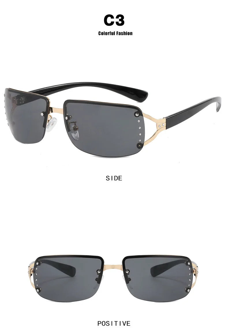 New Frameless Decorative Diamond Sunglasses Women's Design Brand Luxury Sun Glasses Outdoor Leisure Eyewear UV400 Gafas De Sol