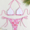Bikini Women Swimsuit 2025 New Print Halter Bikinis Set Sexy Thong Swimwear Summer Two Piece Backless Beach Bathing Suit Female