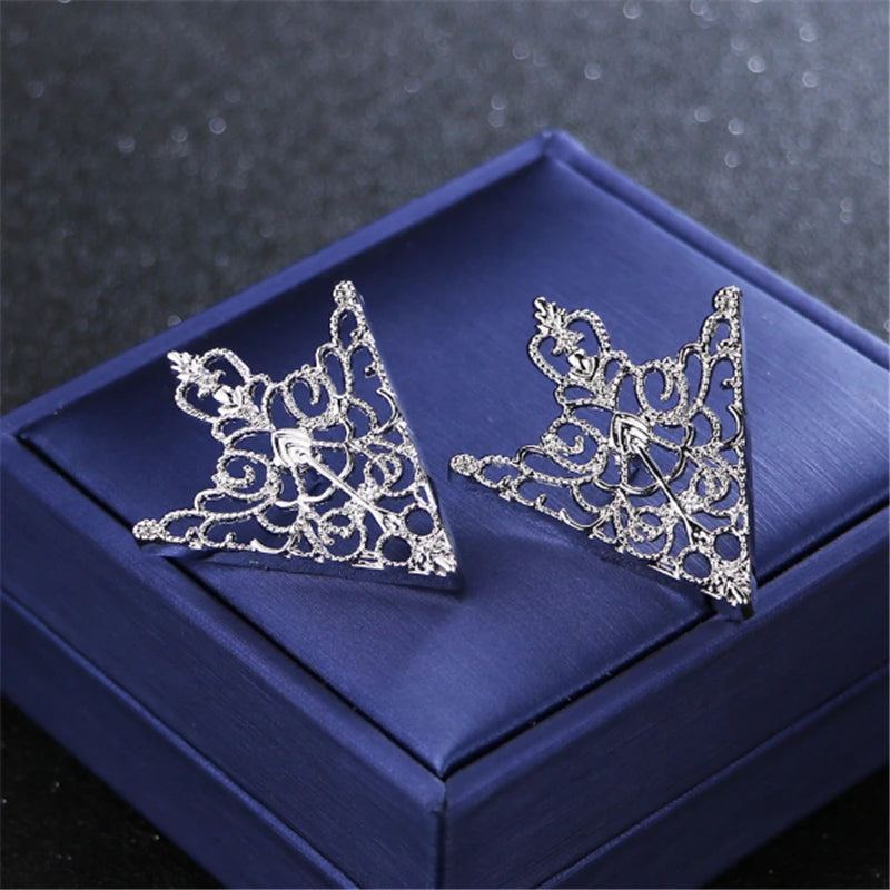 Fashion Gentleman Tassel Brooch For Men Suit Shirt Collar Triangle Wings Chain Lapel Pin Metal Retro Wedding Accessories