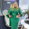 Fashion suit African Dresses For woman rhinestone turkey dresses for women luxury High quality mesh fabric African Beaded Dress