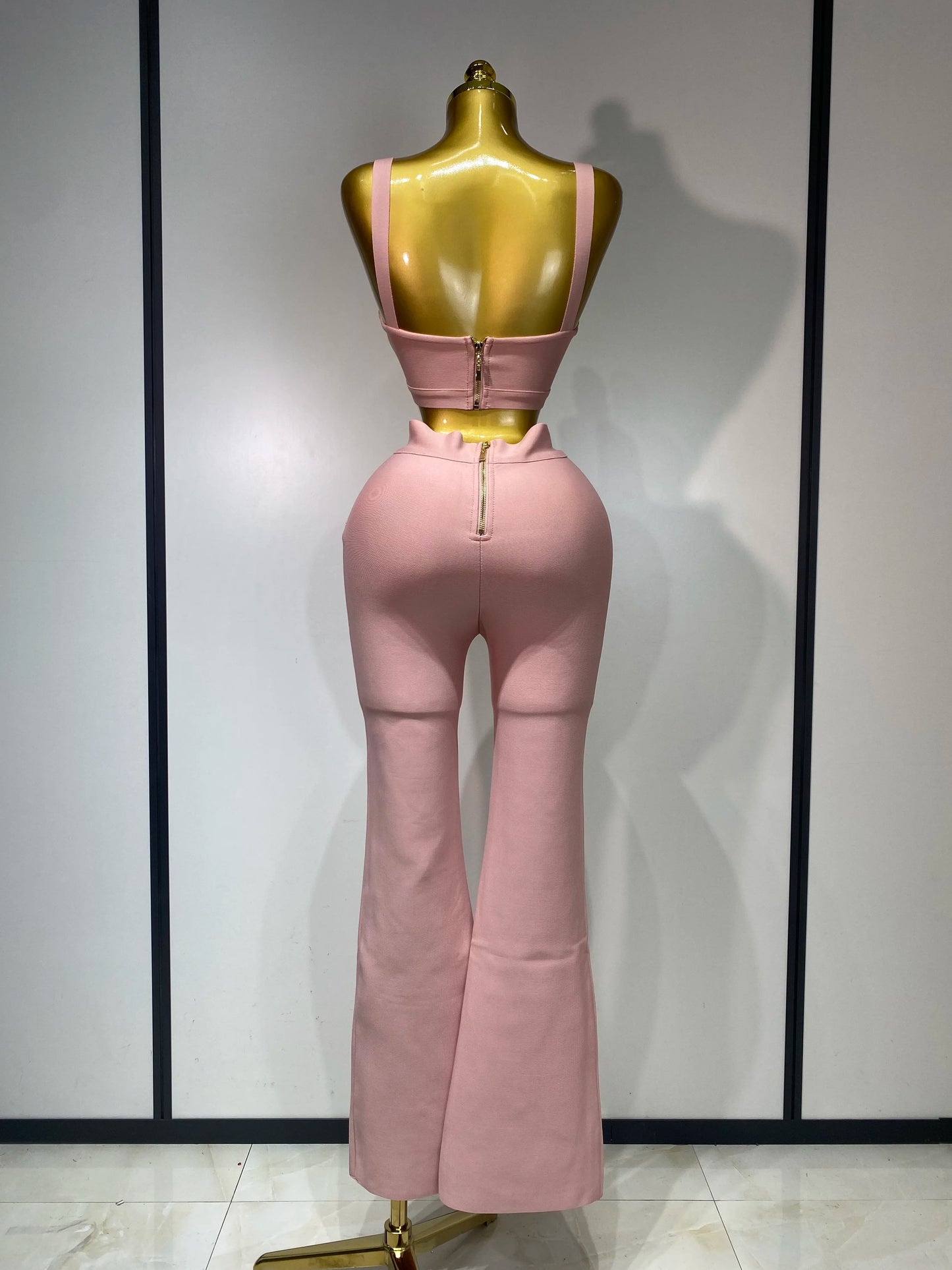 High Quality Elegant Bandage Top Pant Set Women Sexy Evening Party Nightclub Luxury Birthday High Street Fashion Two Piece Set