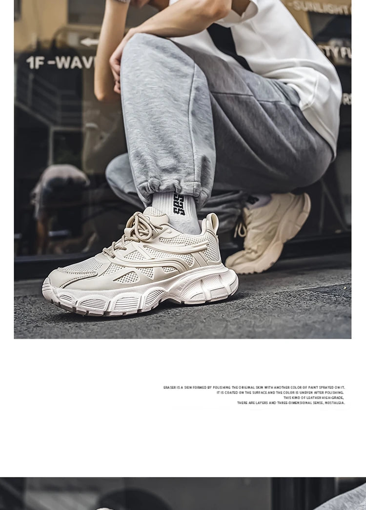 Autumn Men's New Breathable Sports Shoes Fashion Thick Sole Casual Shoes Comfortable and Versatile Trendy Running Shoes Spring