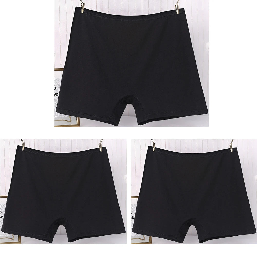 3pcs Cotton Women Panties Lady Plus Size Boxer Underwear High Waist Briefs Solid Color Female Shorts Safety Panty