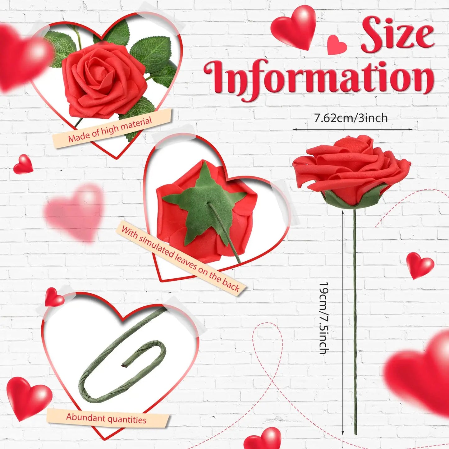 50-200PCS Artificial Roses Flowers Foam Flowers with Stems Fake Roses for DIY Wedding Bouquets Centerpieces Valentine's Day