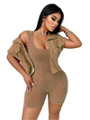 Women Clothes Sexy Female Fitness Gym Jumpsuit Shorts Acid Wash Vintage Bodycon Romper One Piece Short Sleeve Jacket 2 Piece Set