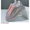 Leather Women Shoes Autumn Spring  New Style Fashion Platform Shoes Ins Platforms Sneakers Tide Shine Bling Rhinestone Shoes