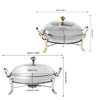 Dish Stainless Steel Cooking Round Buffet Warmer Tray Durable Frame with Lid Fuel Holder Cookware Set