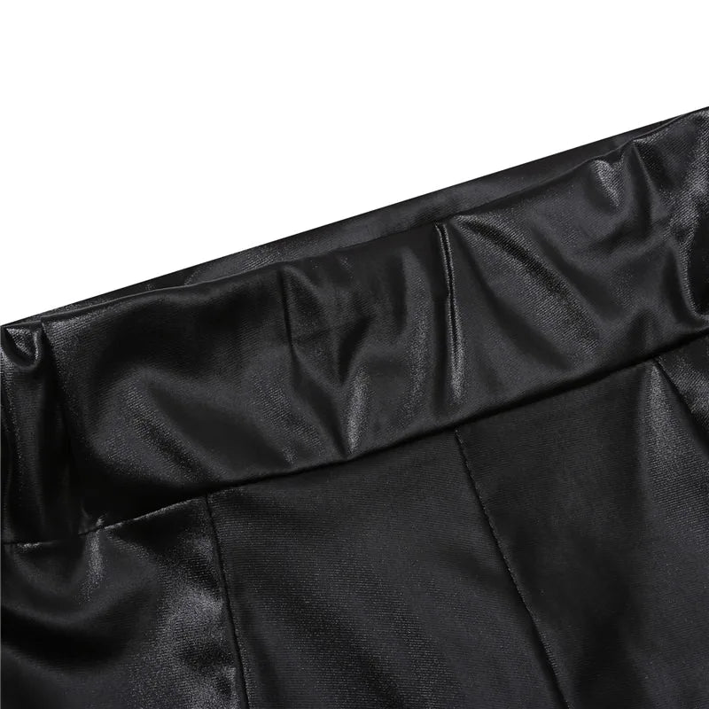 2023 Sexy Womens Shorts Shiny Elastic High Waist Shiny Faux PU Leather Short Pants Slim Hot Dance Clubwear Mini Shorts