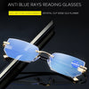 Men Blue Light Blocking Reading Glasses Women Dimond Cutting Rimless Eyeglasses Frame Anti Fatigue Hyperopia Presbyopic Eyewear