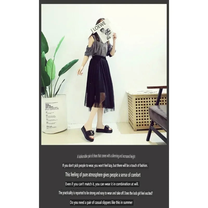 Slippers Summer Shoes Women Platform Design Slides Fashion Letters Ladies Shoes Casual Slipper Indoor Non-slip Slippers Sandals