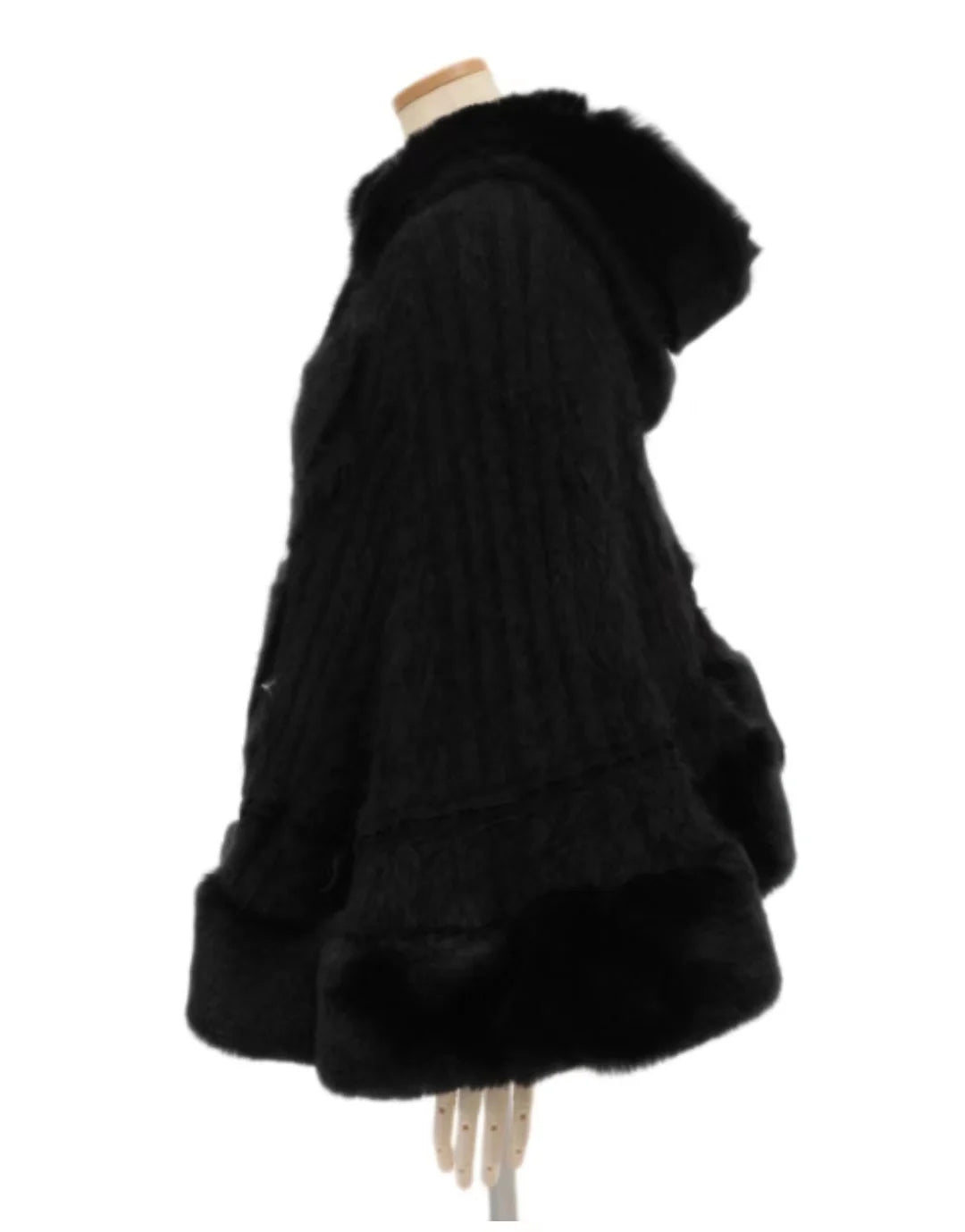 Japanese Liz Sweet Princess Faux Rabbit Fur Cape Coat Women Autumn Winter Fur Jacket Loose Clock Rhinestone Bow Hooded Coat