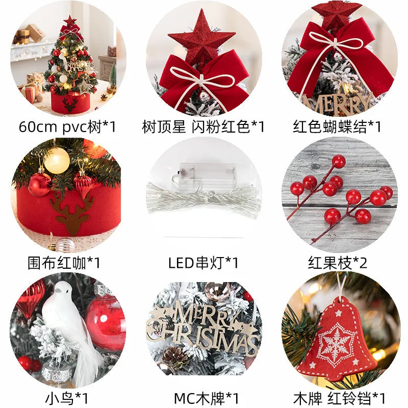 45/60cm DIY Christmas Tree With LED Light Mini Desktop Tree Christmas Decoration New Year Gift Home Christmas Ornaments
