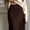 Wolfeel Casual Satin Women'S Skirt Spring Summer Fashion Loose High Waist Maxi Skirts Elegant Simple Slik Fishtail Skirt