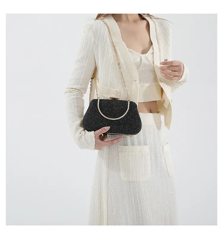 Luxury High Design Women Evening Bag Brand Party Banquet Glitter Bag for Ladies Wedding Clutch Handbag Shoulder Bag Chain Bolsas