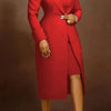 HLJ High Quality Elegant Office Lady Blazer Two Piece Sets Women Lapel Long Sleeve Coat And Slim Dress Outfit Female Clothing