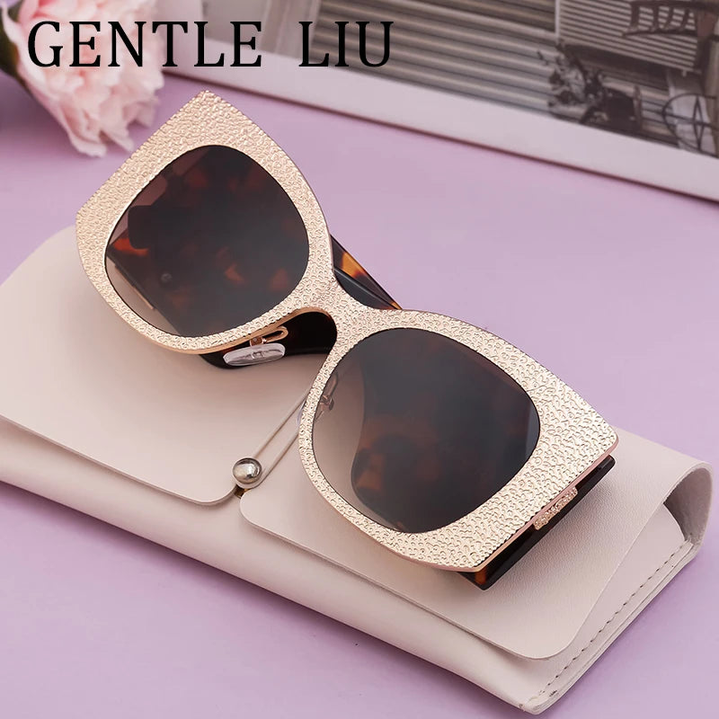 Oversized Cat Eye Sunglasses Women 2024 Luxury Brand Designer Punk Round Sun Glasses For Ladies Trendy Big Frame Eyewear UV400