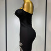Women Celebrity Sexy V Neck Beading Black Mini Bodycon Bandage Dress Luxury 2025 Knitted Elegant Evening Club Party Dresses