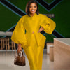 Plus Size Women African Clothes 2 Piece Set Danshiki Wedding Party Suits Ankara Trousers Puff Sleeve South Africa Outfits