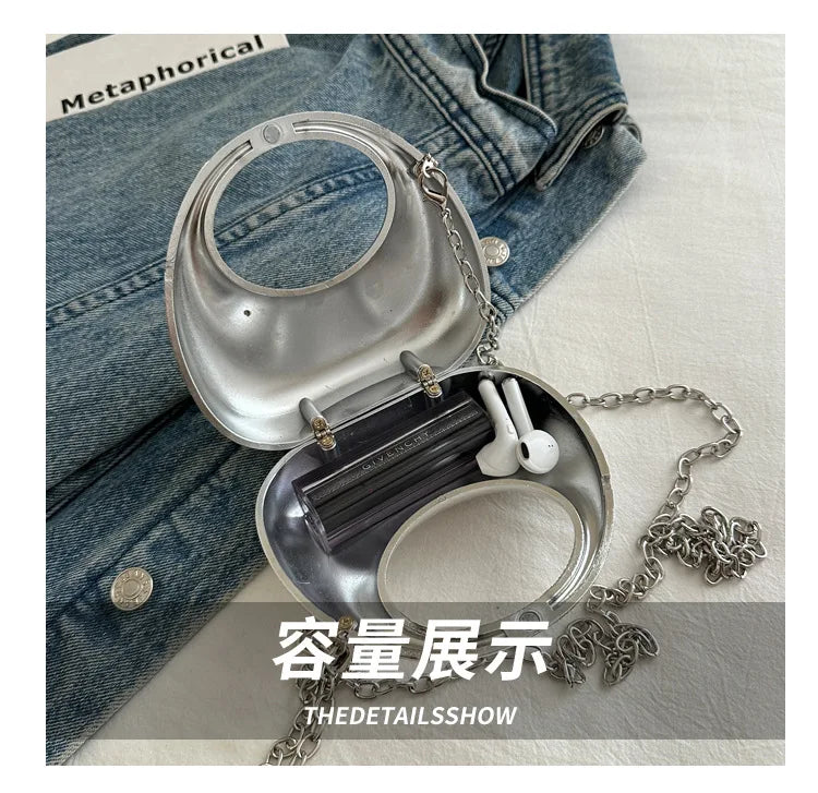 New Gold Silver Fashion Acrylic Moon Women's Handbags Luxury Ladies Clutch Bags Dinner Bag with chain 2024