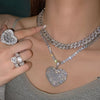 In Stock Iced Out Bling Women Jewelry 5A White Cubic Zirconia Heart Shaped Pendant Necklace With Tennis Box Chain