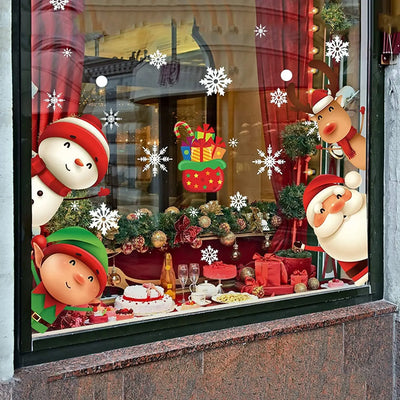 Christmas Window Sticker Merry Christmas Decorations For Home 2024 Cristmas Ornament Xmas Navidad Natal Gifts New Year 2025