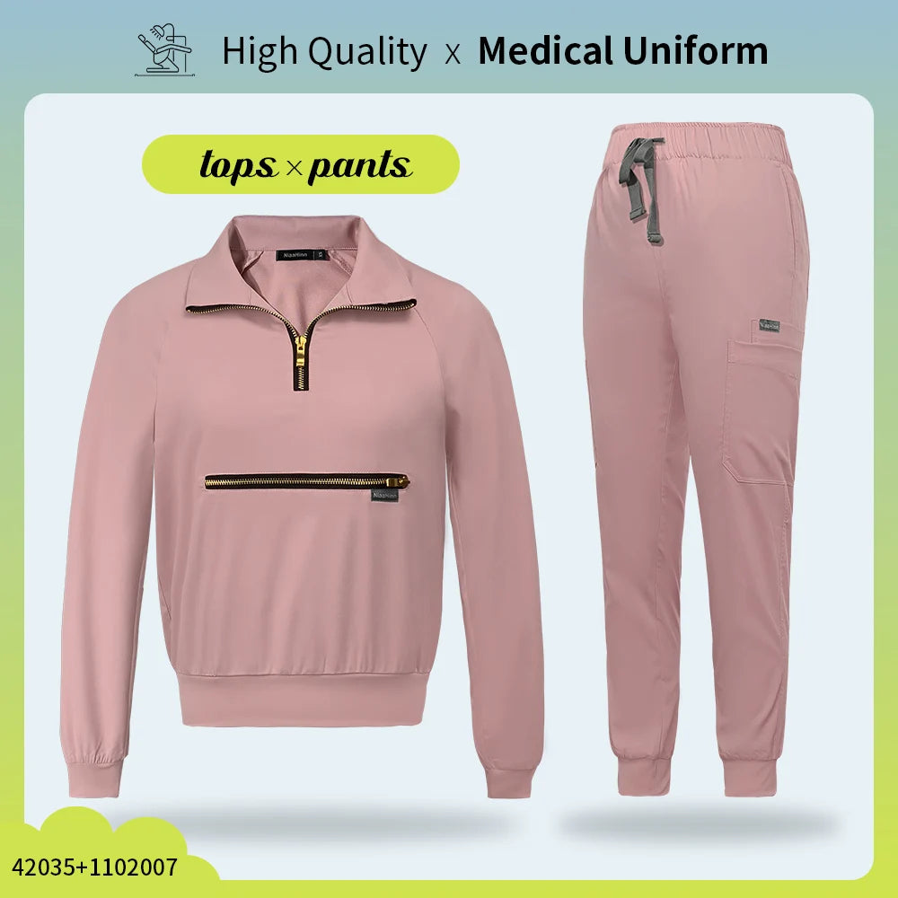 Hospital Medical Uniforms Nurse Suit Women Solid Color Dentistry Operating Room Scrub Set Two-piece Pet Grooming Doctor Workwear