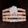 Huitan Trendy Hollow Set Rings Full Bling Iced Out CZ Stone Luxury Women Wedding Engagement Rings 2Pcs Set Jewelry Drop Shipping
