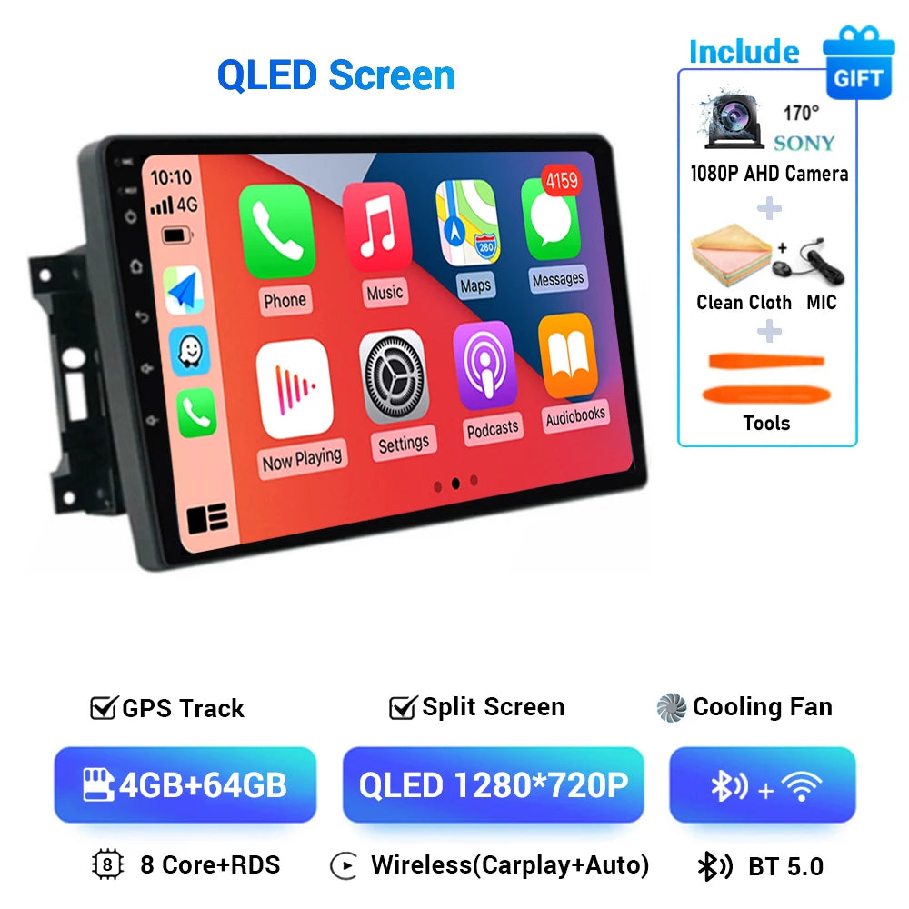 Android 14 Auto Car Radio For Jeep Compass Grand Cherokee Wrangler Chrysler Sebring Town Country Dodge Charger Multimedia Player