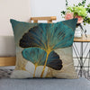 45x45cm gingko leaf polyester cushion cover black gold  waist pillowcase living room chair sofa home decoration