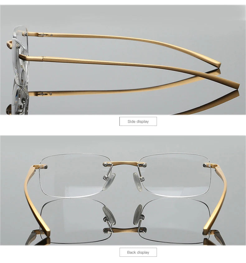 Men Blue Light Blocking Reading Glasses Women Dimond Cutting Rimless Eyeglasses Frame Anti Fatigue Hyperopia Presbyopic Eyewear