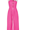 Beyprern New Chic Button Details Palazzo Jumpsuit One Piece Outfits Womens Ruched Strapless Wide Legs Jumpsuits Romper Clubwear
