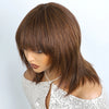 Lekker 12" Short Brown Wolf Cut Straight Bob Human Hair Wigs With Bangs For Women Brazilian Remy Hair Ready to Wear Glueless Wig