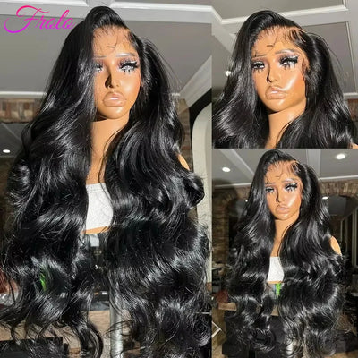 13x6 Lace Front Wigs Human Hair 180 Density Hd Body Wave Lace Frontat Human Hair Wigs For Women Glueless Pre Plucked Black Wig
