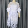 White Lace Dresses for Women Vintage Crew Neck Embroidery Tunic Package Hip Retro Elegant Midi Dress Holiday Party Wedding Gowns