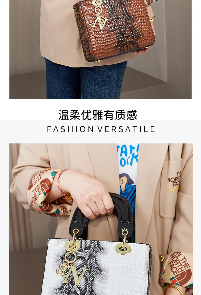 2024 High Quality Luxury Brand Designer PU Leather Shoulder Bag Women Hand Bags Crocodile Purses Ladies Messenger Handbag Totes