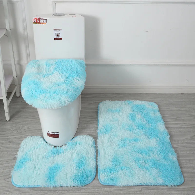 Soft Bathroom Rug 3-Piece Bathroom Rug and Rug Set Anti-Slip Mat Set Toilet Mat Set Bathroom Rug Set 3-Piece