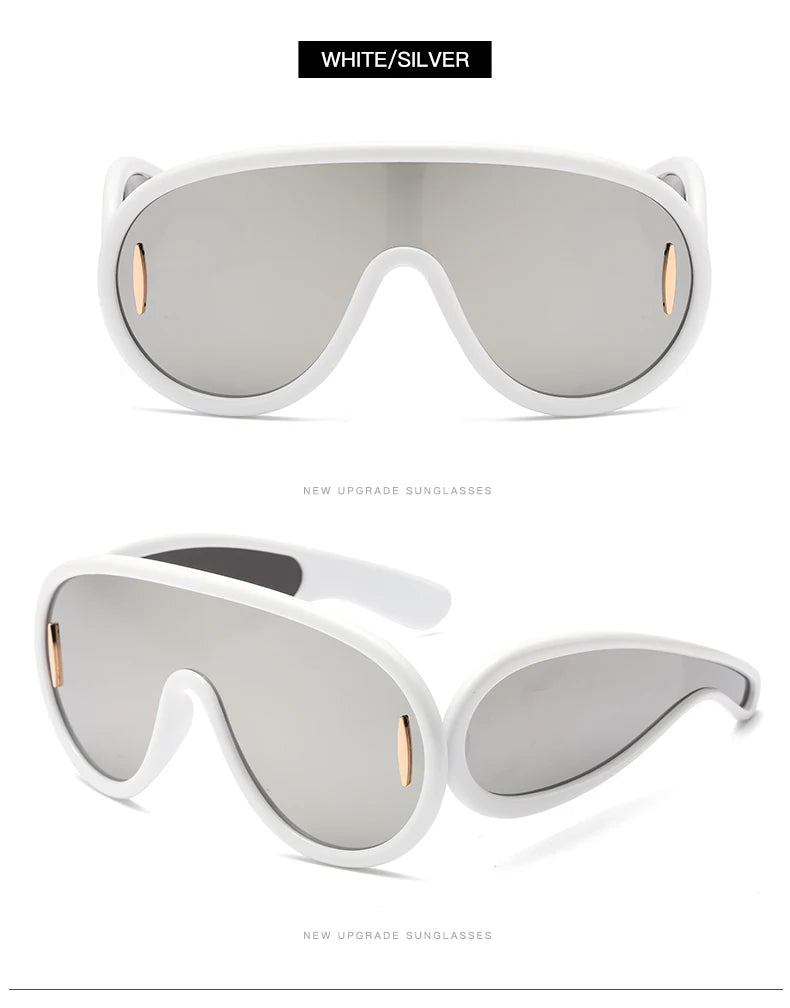 New Fashion Personality Hip Hop Cool Cyberpunk Sunglasses with Large Frame UV400 Anti UV Eyeglasses Oculos De Sol Feminino